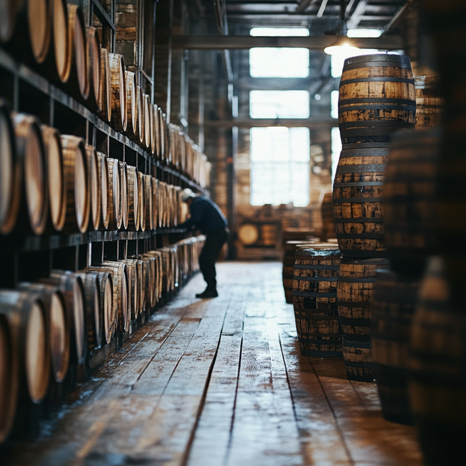 bourbon rickhouse person working
